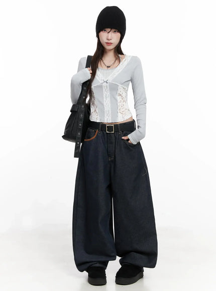 lace-halter-long-sleeve-top-in503 / Gray