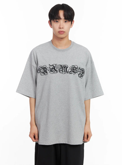 mens-embroidered-graphic-tee-iu518 / Gray