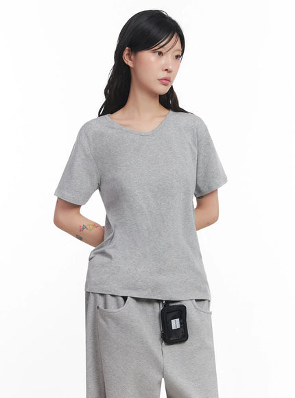 u-neck-loose-fit-t-shirt-ic503 / Gray
