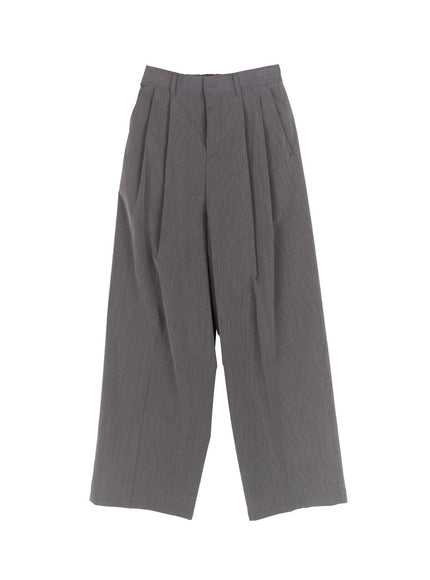 mens-striped-pintuck-tailored-pants-ia510 / Gray
