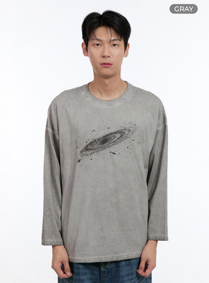 mens-graphic-vintage-washed-long-sleeve-ig428 / Gray