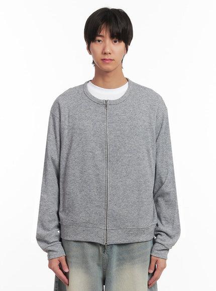 mens-cozy-zip-up-cardigan-ia511 / Gray