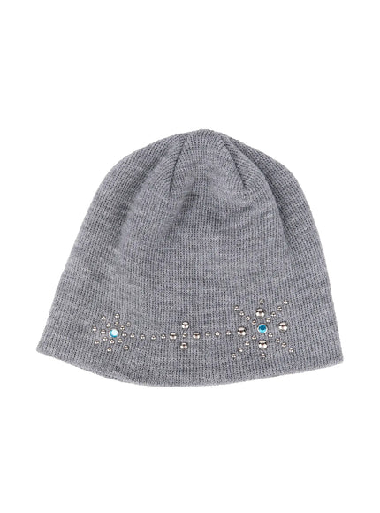 mens-floral-stud-beanie-il515 / Gray