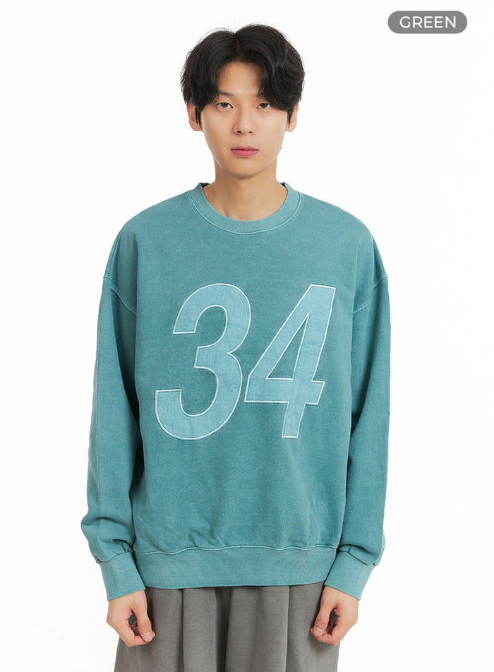 mens-34-graphic-lettering-sweatshirt-ia401 / Green