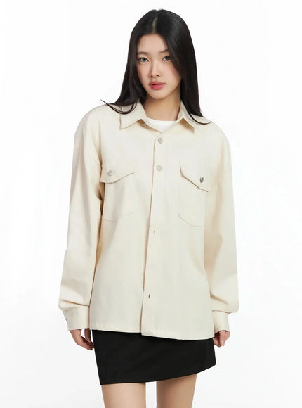 versatile-denim-shirt-jacket-im530 / Light beige