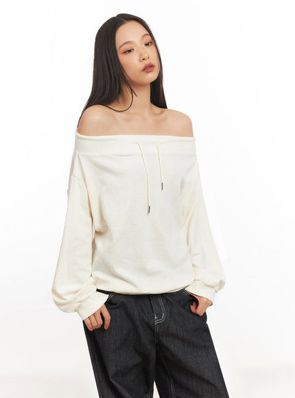 Stringed Off-Shoulder Sweatshirt IA504