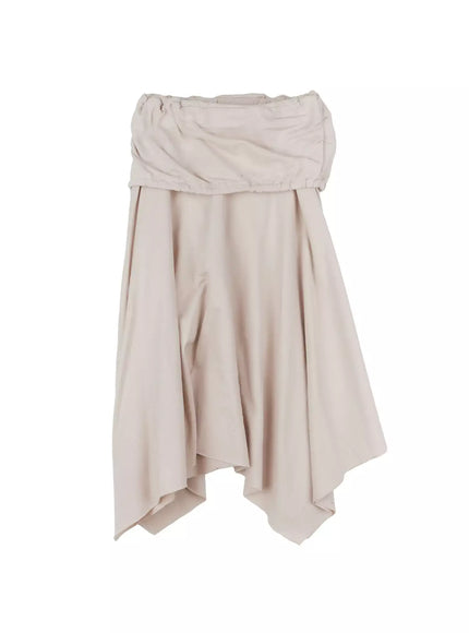 layered-shirring-asymmetrical-skirt-co517 / Light beige