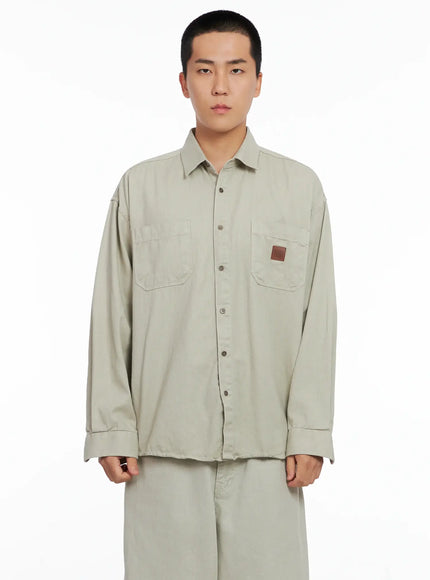 Men's Cozy Cotton Button-Up Shirt IG529