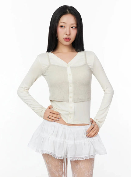 layered-bustier-top-ia507 / Light beige