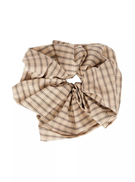 plaid-pattern-scrunchie-io527 / Light beige