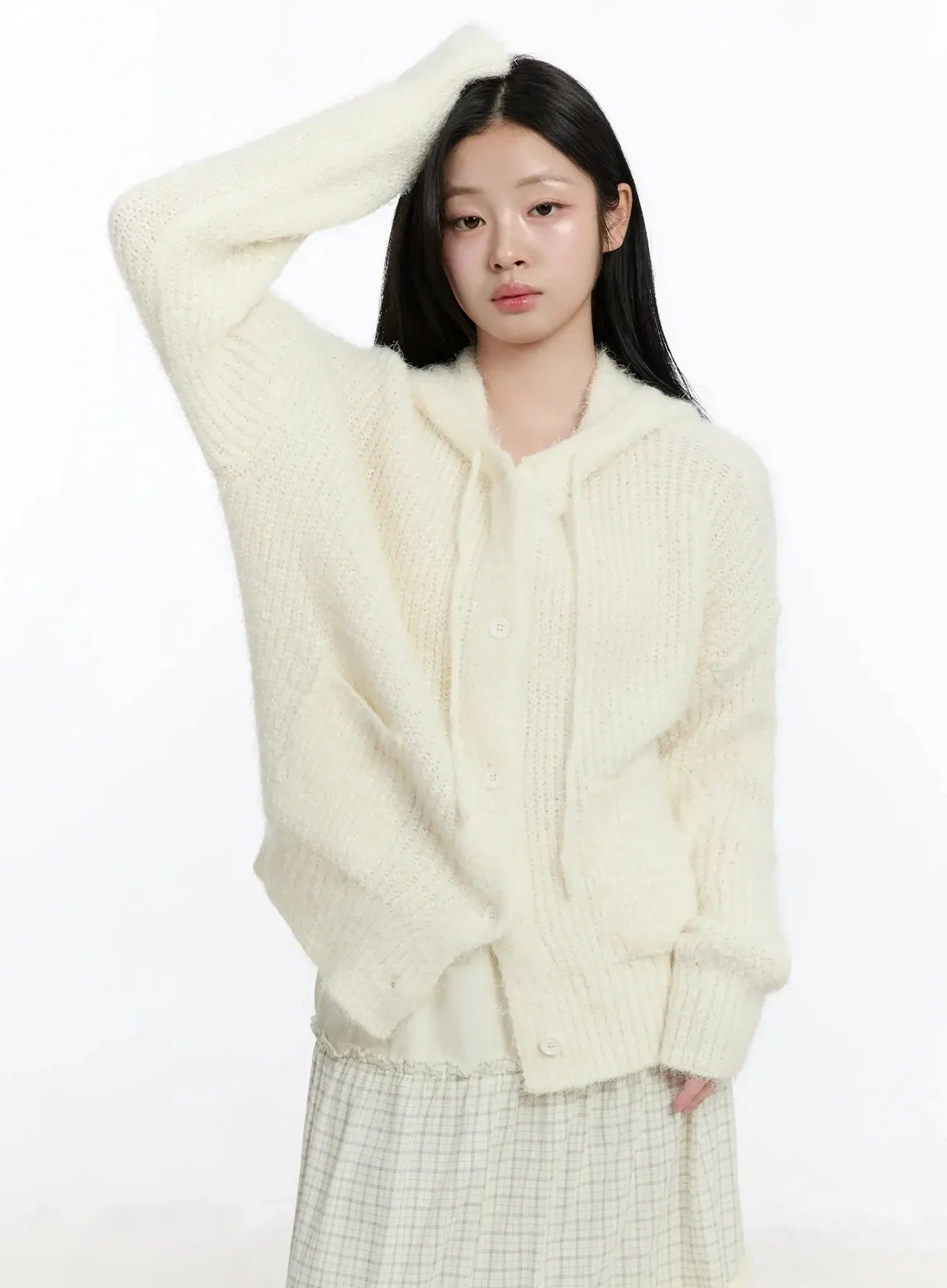 button-up-knit-cardigan-im519 / Light beige