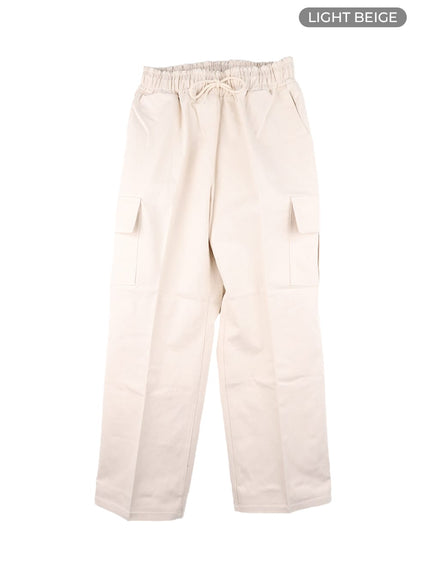 mens-cargo-straight-leg-pants-ia402 / Light beige