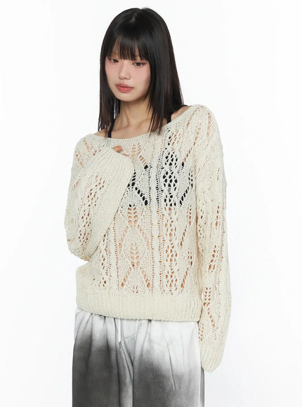 boho-chic-boat-neck-sweater-iy525 / Light beige