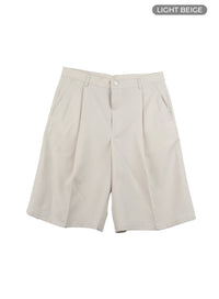 mens-pintuck-wide-leg-shorts-iy416 / Light beige