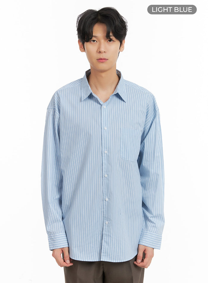 mens-striped-button-down-shirt-ia401 / Light blue