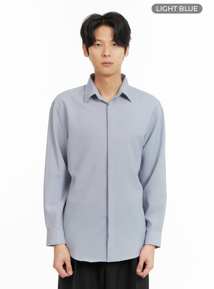 mens-buttoned-collar-shirt-ia402 / Light blue
