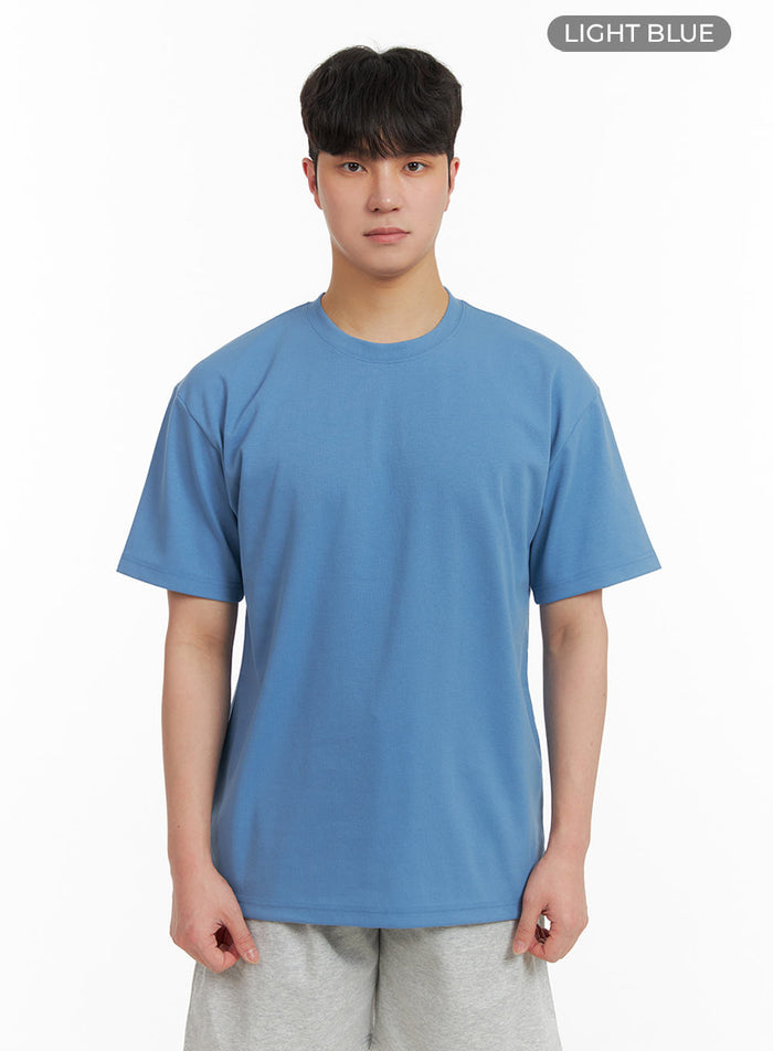 mens-basic-cotton-round-neck-t-shirt-ia402 / Light blue