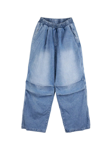 mens-vintage-pintuck-wide-leg-jeans-in422 / Light blue