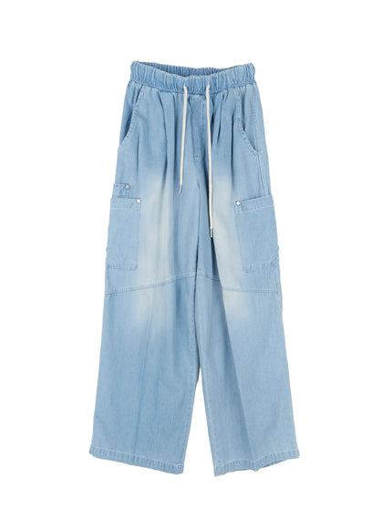 mens-rivet-detail-wide-jeans-il517 / Light blue