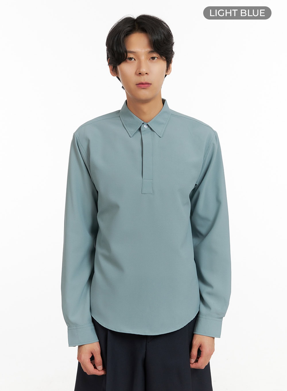 mens-collared-long-sleeve-shirt-iy416 / Light blue