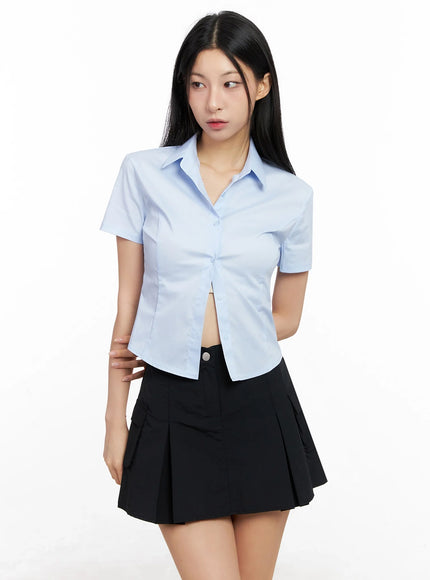 classic-button-up-short-sleeve-shirt-ig508 / Light blue