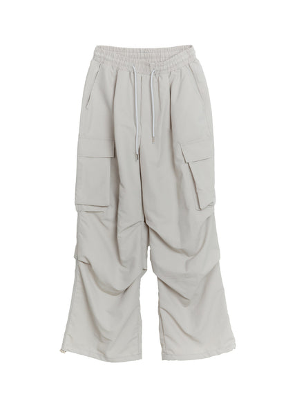 pocketed-wide-leg-cargo-pants-if510 / Light gray