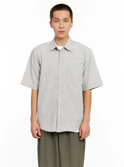 mens-short-sleeve-button-up-ig511 / Light gray
