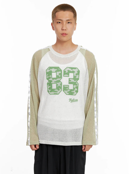 mens-graphic-mesh-long-sleeve-tee-il521 / Light green