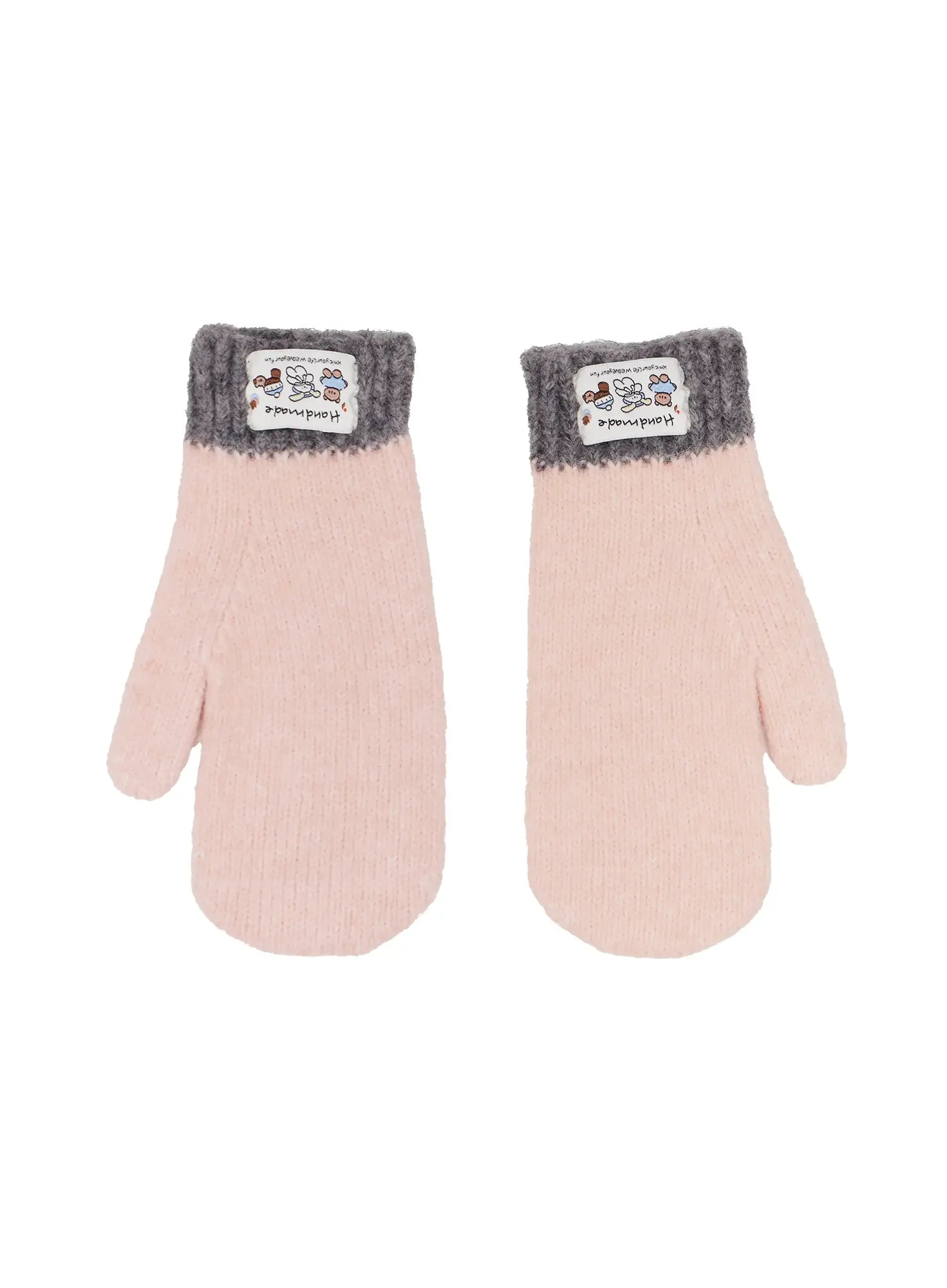 two-tone-doll-patch-mittens-in510 / Light pink