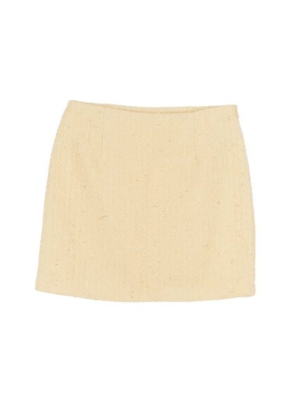 elegant-tweed-mini-skirt-if520 / Light yellow