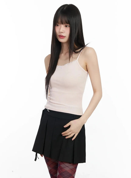 lace-trim-ribbon-camisole-im523 / Pink