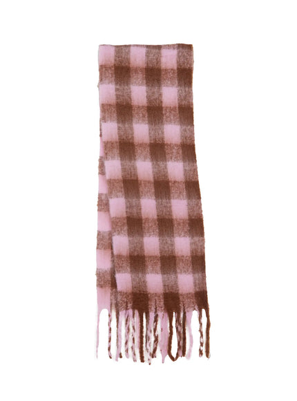 gingham-check-scarf-in513 / Pink