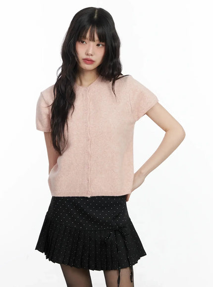 short-sleeve-knit-top-if505 / Pink