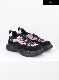 metallic-platform-sneakers-in308 / Pink