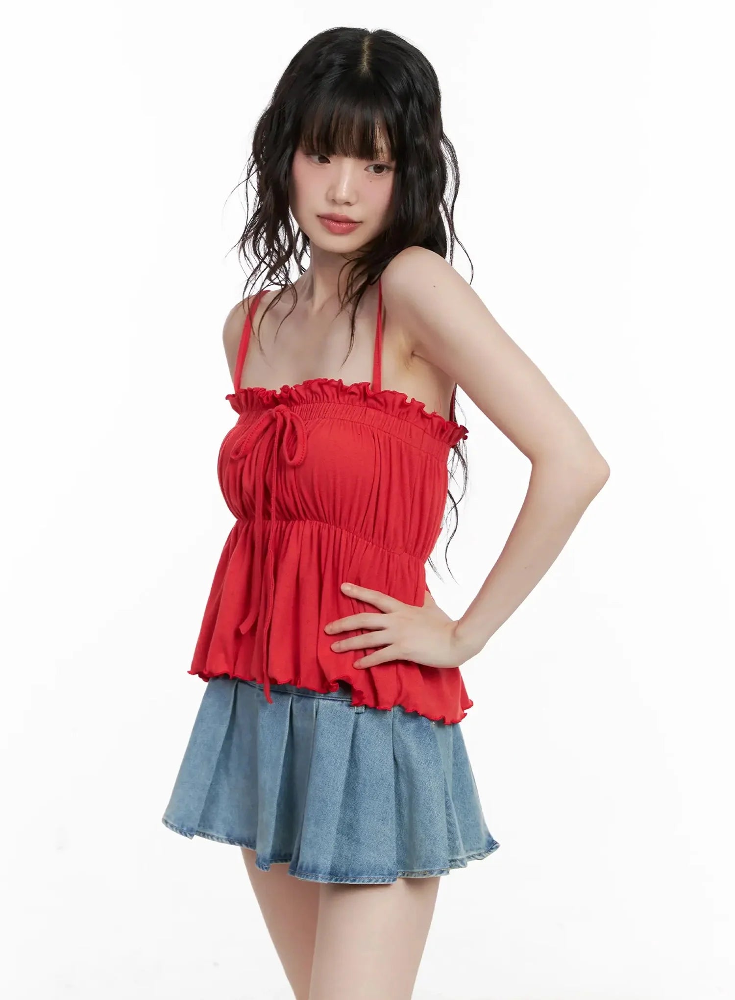 ruffle-babydoll-top-il531 / Red