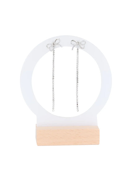 ribbon-drop-earrings-is515 / Silver