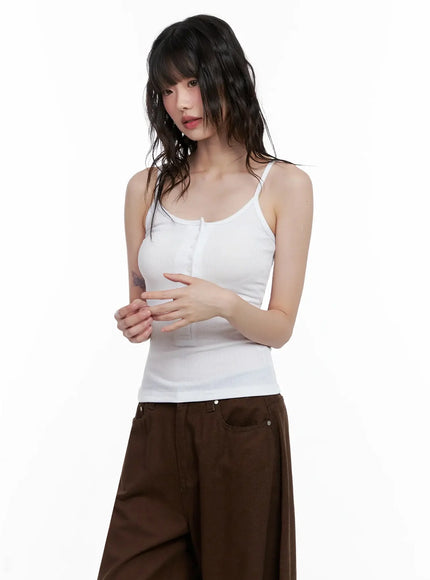 ribbed-button-front-tank-top-il531 / White