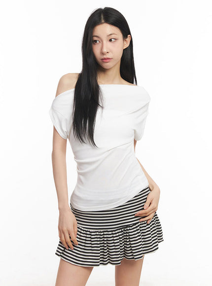 shirred-one-shoulder-top-iy529 / White