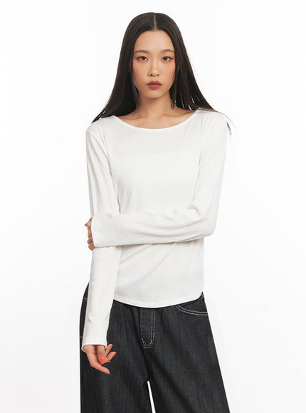 ribbed-relaxed-long-sleeve-top-ia504 / White