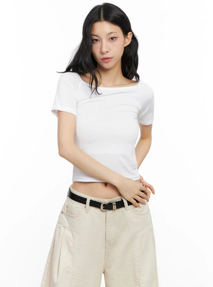 asymmetric-shoulder-tie-t-shirt-ig508 / White