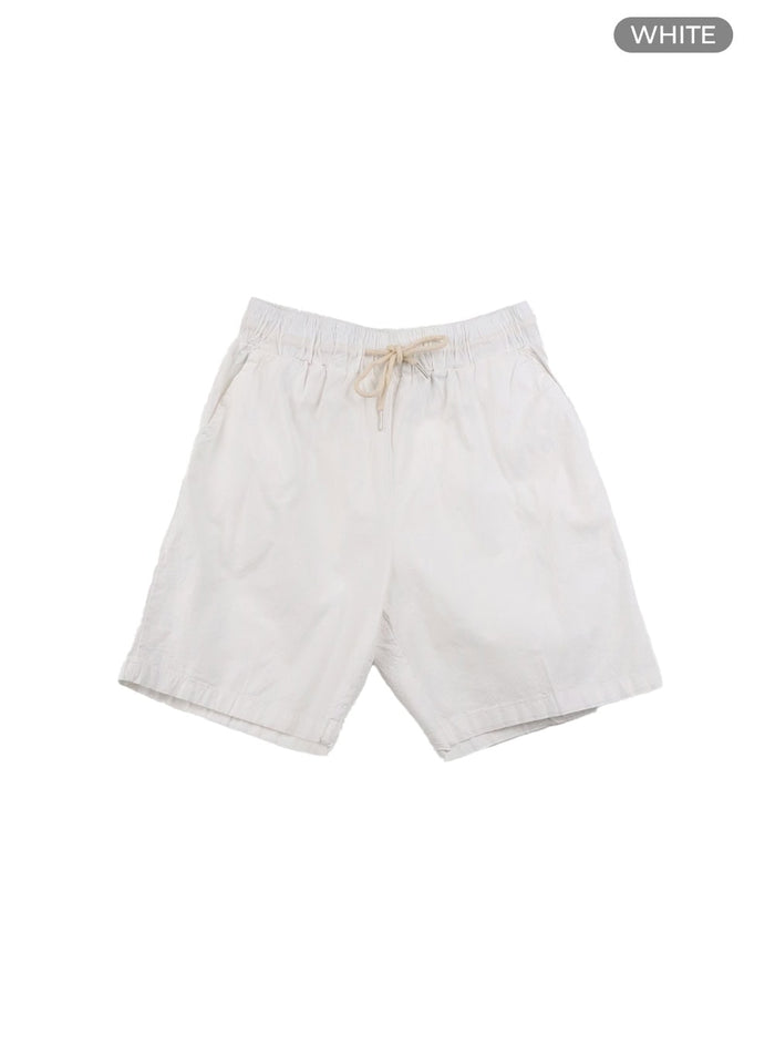 mens-linen-banded-shorts-iy416 / White