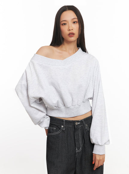 Off-Shoulder Loose-Fit Sweatshirt IA507
