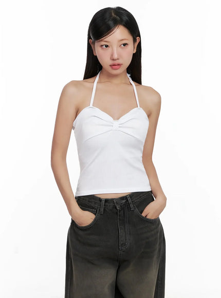 Halter Neck Cropped Tank Top IG527