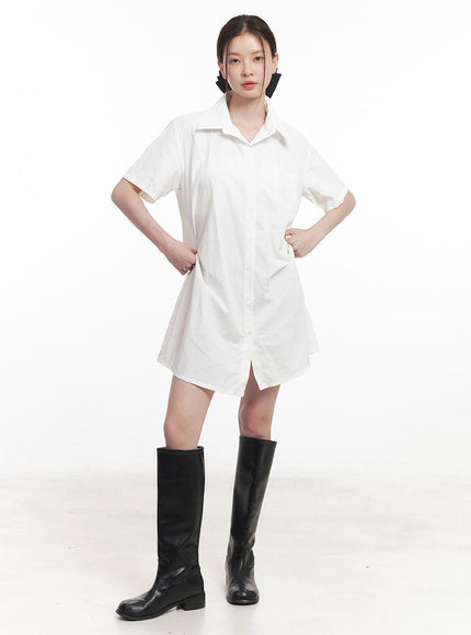 collared-shirt-mini-dress-iy508 / White
