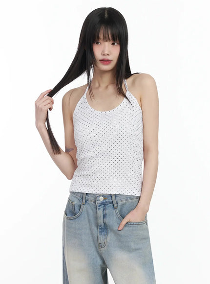 polka-dot-halter-neck-top-im523 / White