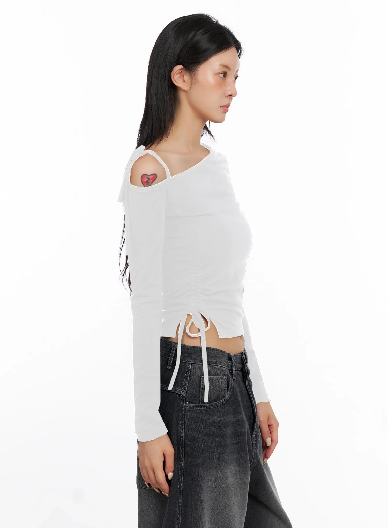 Asymmetric Off-Shoulder Long Sleeve Top IS515