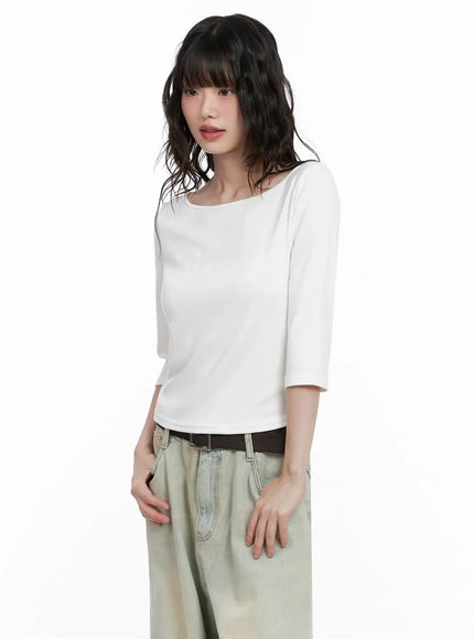 minimalist-black-boat-neck-top-il531 / White