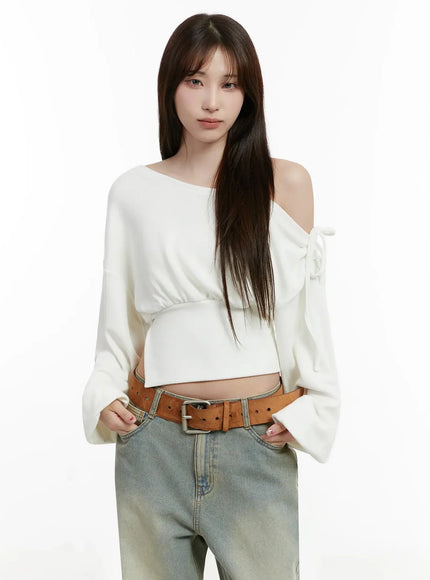 Off-Shoulder Knit Sweatshirt IJ521