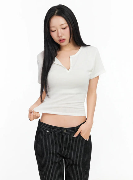 buttoned-slim-fit-t-shirt-ca513 / White