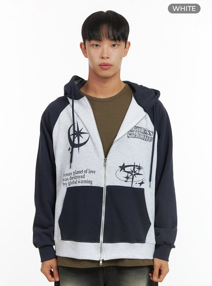 mens-mixed-color-graphic-zip-up-cotton-hoodie-is420 / White